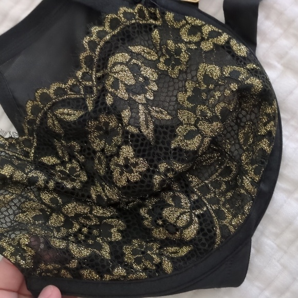 Lane Bryant Cacique sexy black gold Wimsigoth lace bra Sz 44G - Picture 7 of 7